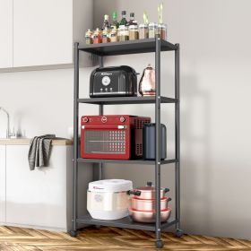 Ambitelligence Kitchen Bakers Rack, Heavy Duty Bakers Rack 4-Tier Free Standing Kitchen Storage Shelf Rack Hight Adjustable With Wheels & Feet, Indust