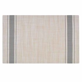 6 Pcs Japanese Style Placemats for Dining Table Everyday Use Woven PVC Kitchen Table Mats 17.7x11.8 inch, Grey