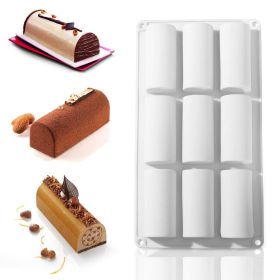 Cake Molds for Baking Shapes 9 Cavities Log Mold Cake Roll Pan Chocolate Mold Silicone Cake Molds for Baking 3D Cylinder Baking Mold for Candy Pastry