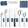 Bestdin 24 Pieces Silverware Set with Steak Knives, Stainless Steel Flatware Sets Service for 4, Mirror Polished Pattern Design Tableware Sets for Hom