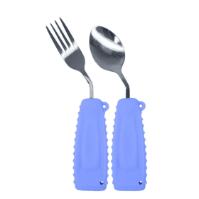 Ehucon Adaptive Utensils,Weighted Spoon and Fork Set for Handicaps ,Tremors Parkinsons Limited or Weak Grasp Elderly,Ergonomic Cutlery with Silicon No