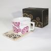 SYNC - [Flower Pink] Espresso Cup / Wood Coaster (2.5 inch height)