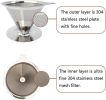 Pour Over Coffee Dripper With Stand Stainless Steel Reusable Drip Cone Coffee Filter Portable Pour-Over Coffee Maker Paperless Metal Fine Mesh Straine