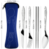 SENHAI 2 Set Flatware, Stainless Steel Chopsticks Fork Spoon Knife Dinnerware with Carrying Case for Traveling Picnic Working Hiking