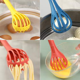 1pc; Multifunctional 3-in-1 Egg Whisk Food Holder Noodle Holder Baking Tool Egg Stirrer Manual Whisk 1 Pack 11.02''√ó2.76'' (Color: Yellow)