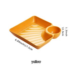 1pc Dumpling Plate With Sauce Dish; Potato; Water; Dumplings; Plate With Vinegar; Dinner Plate; Household Creative Square Serving Plate With Vinegar S (Color: Yellow, Quantity: 1pc)