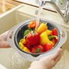 Multifunctional Mixing Bowl with Lid Set 3 Replaceable Graters Food Strainer and Colander Fruit Vegetable Washing Basket Stainless Steel