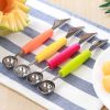 Double Head Stainless Steel Fruit Digging Spoon; Corrugated Carving Knife Watermelon Fruit Platter Tool; Spoon Digger